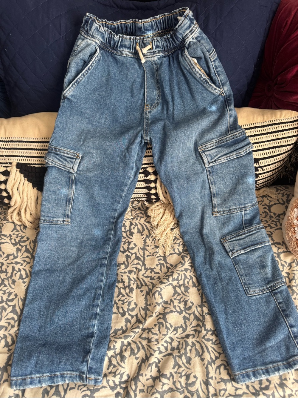 Zara Light Blue Cargo Jeans with Elastic Waist